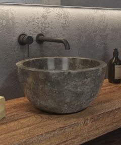 Νιπτήρας επικαθήμενος πέτρινος LEYLA Grey KARAG Ø40x20cm
