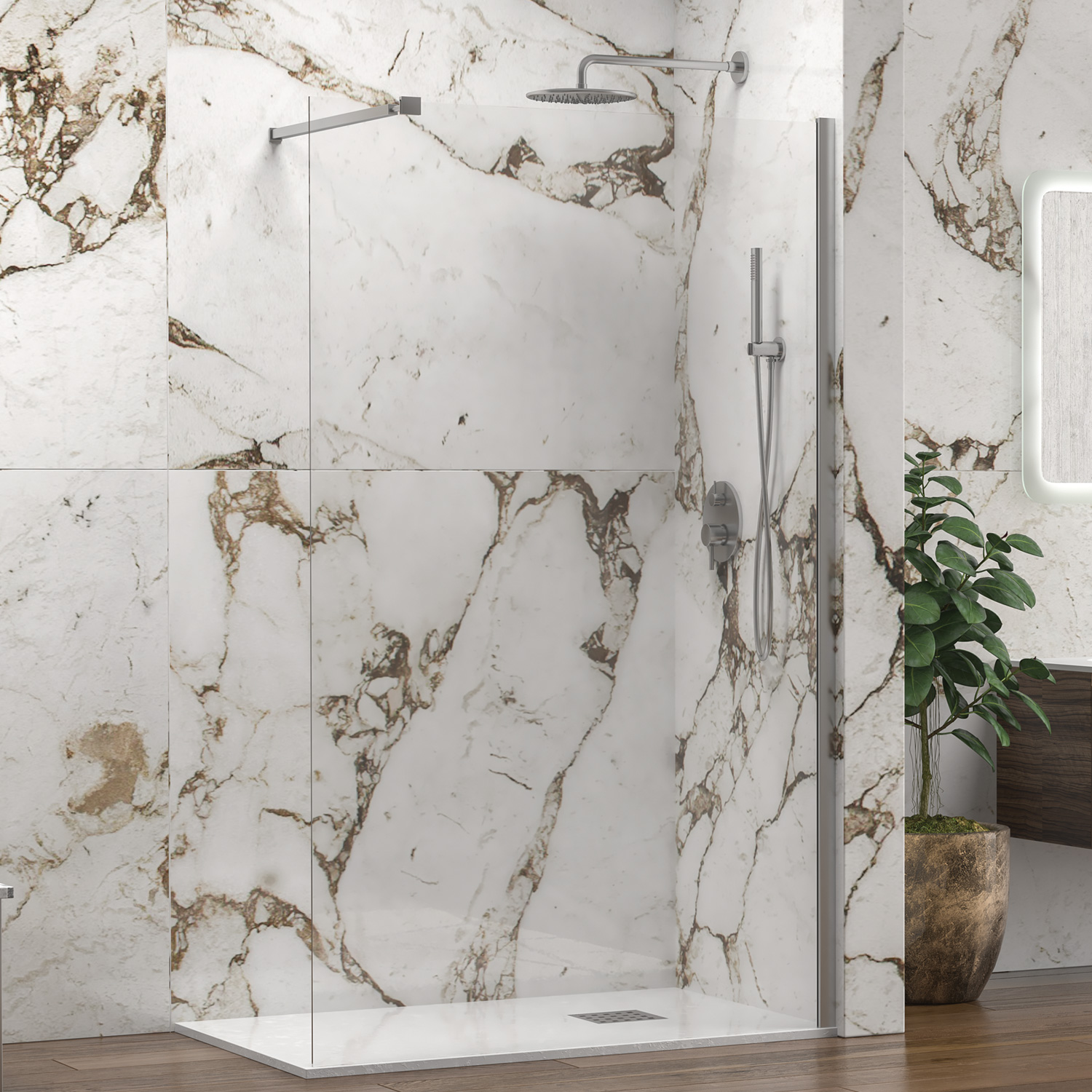 WAL1C140 Σταθερή Walk-In Καμπίνα με Διάφανο Κρύσταλλο Nano 8mm Cromo KARAG 140x200cm (Σταθερή Αντηρίδα) 1 Σταθερή Walk-In Καμπίνα με Διάφανο Κρύσταλλο Nano 8mm Cromo KARAG 140x200cm (Σταθερή Αντηρίδα)