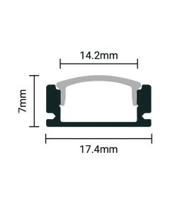 Alternative view of EuroSpot Προφίλ Αλουμινίου Ασημί Ταινίας Led L=2m 17.4x7mm NW=12.4mm με Γαλακτερό Κάλυμμα