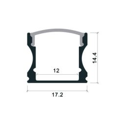 Alternative view of EuroSpot Προφίλ Αλουμινίου Ασημί Ταινίας Led L=2m 17.2x14.4mm NW=12mm Γαλακτερό Κάλυμμα