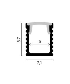 Alternative view of EuroSpot Προφίλ Αλουμινίου Ασημί Ταινίας Led L=2m 7.1x8.7mm NW=5mm Γαλακτερό Κάλυμμα