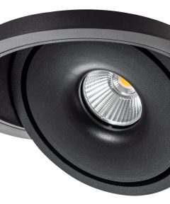 Led Χωνευτό Περιστρεφόμενο Στρογγυλό Cob Φωτιστικό Μαύρο 15W με BRIDGELUX-CHIP CCT