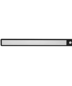 LED Slim Φωτιστικό Ντουλαπιού Μαύρο Με Αισθητήρα PIR 1.5W Θερμό Λευκό