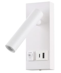 Led Φωτιστικό Επίπλων Λευκό 2W με διακόπτη+ Θύρες USB Φυσικό Λευκό
