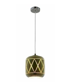 Φωτιστικό 3D Κύλινδρος από Γυαλί Χρώμιο με Ρόμβος D200