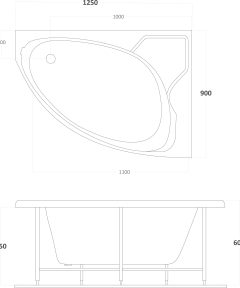 Ασύμμετρη Μπανιέρα 542 Lydia R/L 125x90 7 Ασύμμετρη Μπανιέρα 542 Lydia R/L 125x90 - Image 4