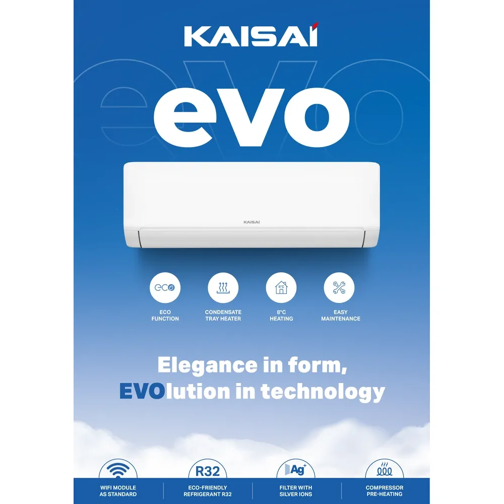 KAISAI EVO 9000 Btu Κλιματιστικό Τοίχου Wi-Fi Inverter R32 A++/A+ 2 KAISAI EVO 9000 Btu Κλιματιστικό Τοίχου Wi-Fi Inverter R32 A++/A+ - Image 2