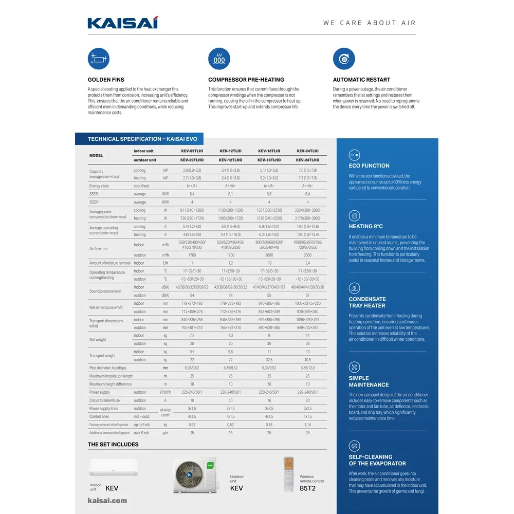 KAISAI EVO 9000 Btu Κλιματιστικό Τοίχου Wi-Fi Inverter R32 A++/A+ 4 KAISAI EVO 9000 Btu Κλιματιστικό Τοίχου Wi-Fi Inverter R32 A++/A+ - Image 4