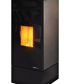 Moretti Design KUBIC 14 kW Leather Steel Αερόθερμη Σόμπα Pellet με Αεραγωγούς