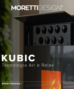 Moretti Design KUBIC 14 kW Leather Steel Αερόθερμη Σόμπα Pellet με Αεραγωγούς - Image 2