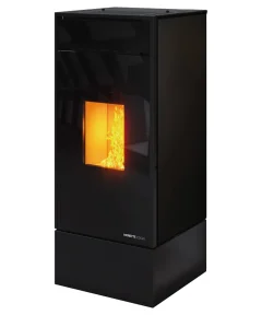 Moretti Design KUBIC 14 kW Black Steel Αερόθερμη Σόμπα Pellet με Αεραγωγούς