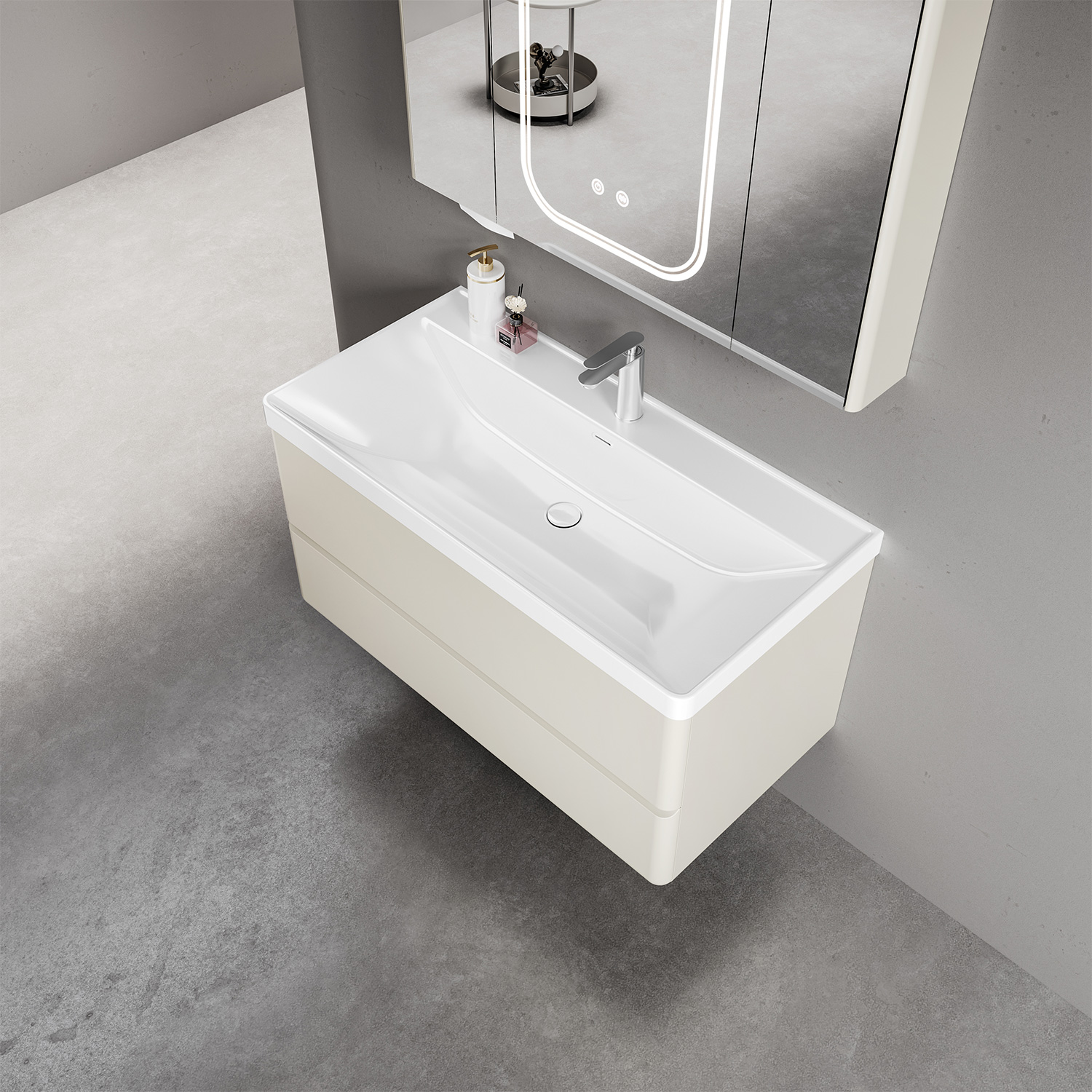 SIMPLA Βάση Επίπλου Μπάνιου SIMPLA με Συρτάρι PVC Melamina Cream White KARAG 1 Βάση Επίπλου Μπάνιου SIMPLA με Συρτάρι PVC Melamina Cream White KARAG